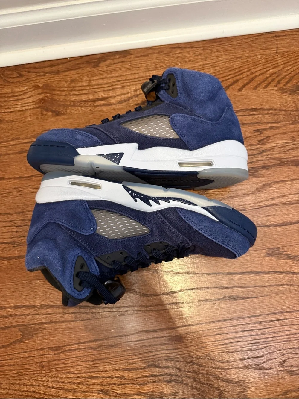Jordan Kids Navy Blue and White Retro Sneakers